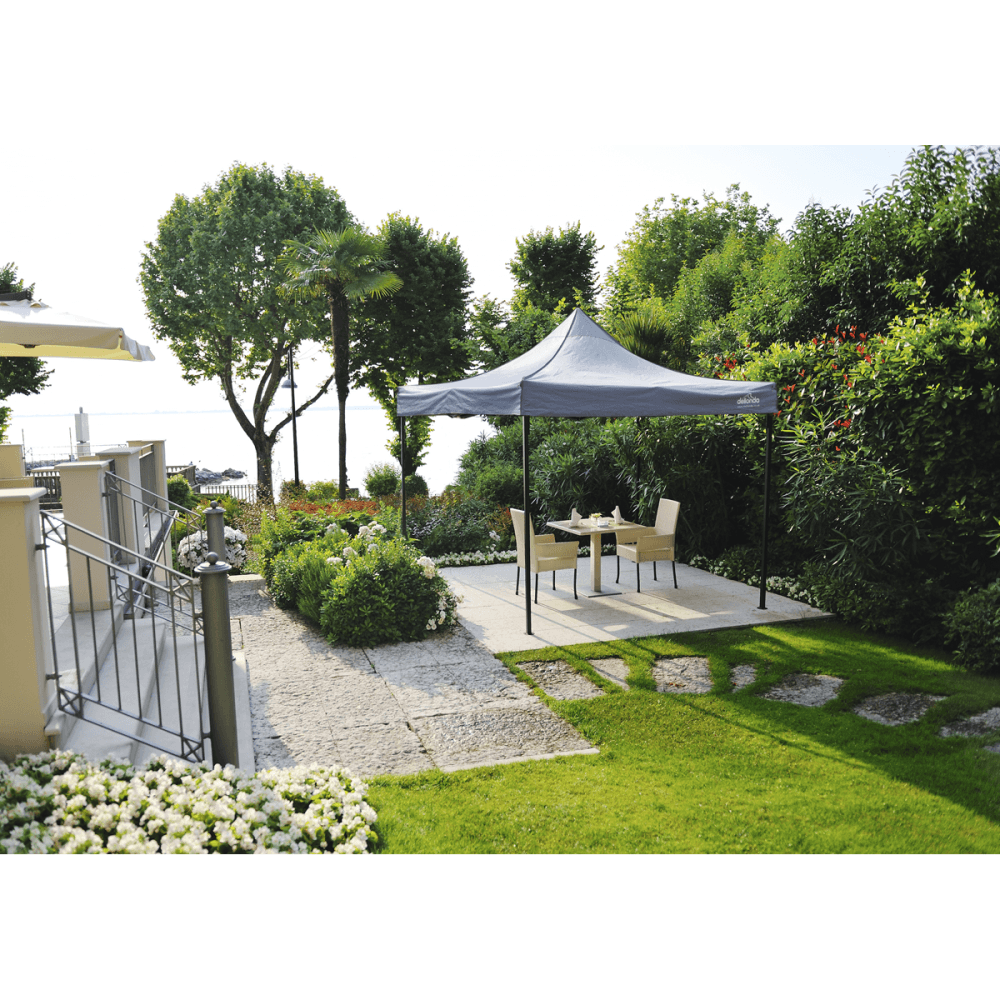 Dellonda Premium 2 x 2m Pop-Up Gazebo, Heavy Duty, PVC Coated, Water-Resistant Fabric, Supplied with Carry Bag, Rope, Stakes & Weight Bags - Grey Canopy : Model No- DG129