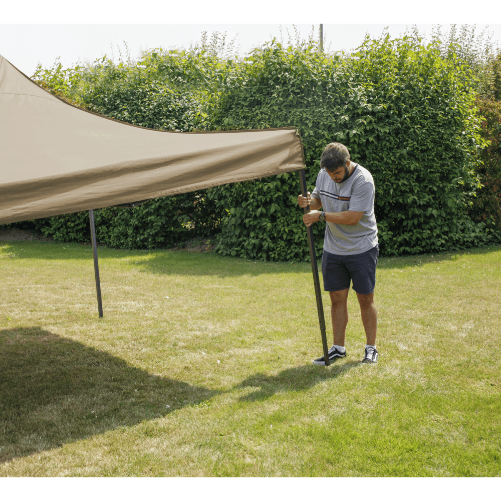Dellonda Premium 3 x 3m Pop-Up Gazebo, PVC Coated, Water Resistant Fabric, Supplied with Carry Bag, Rope, Stakes & Weight Bags - Beige Canopy Model No- DG130