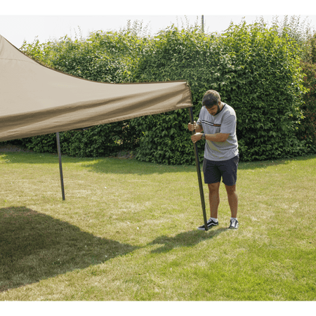 Dellonda Premium 3 x 3m Pop-Up Gazebo, PVC Coated, Water Resistant Fabric, Supplied with Carry Bag, Rope, Stakes & Weight Bags - Beige Canopy Model No- DG130