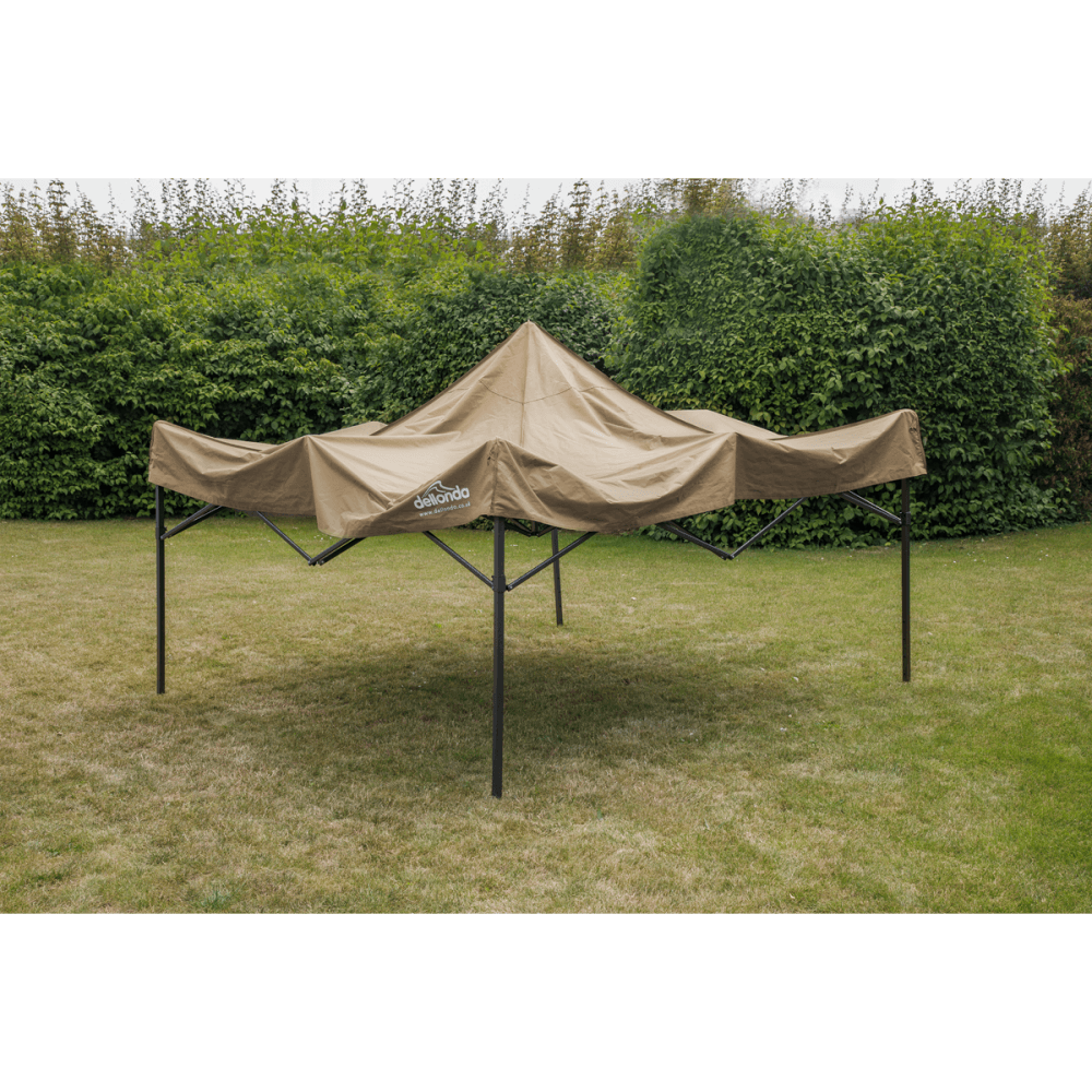 Dellonda Premium 3 x 3m Pop-Up Gazebo, PVC Coated, Water Resistant Fabric, Supplied with Carry Bag, Rope, Stakes & Weight Bags - Beige Canopy Model No- DG130