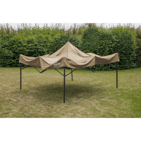 Dellonda Premium 3 x 3m Pop-Up Gazebo, PVC Coated, Water Resistant Fabric, Supplied with Carry Bag, Rope, Stakes & Weight Bags - Beige Canopy Model No- DG130
