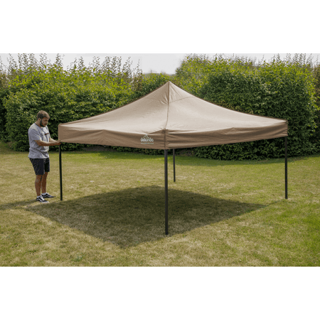 Dellonda Premium 3 x 3m Pop-Up Gazebo, PVC Coated, Water Resistant Fabric, Supplied with Carry Bag, Rope, Stakes & Weight Bags - Beige Canopy Model No- DG130