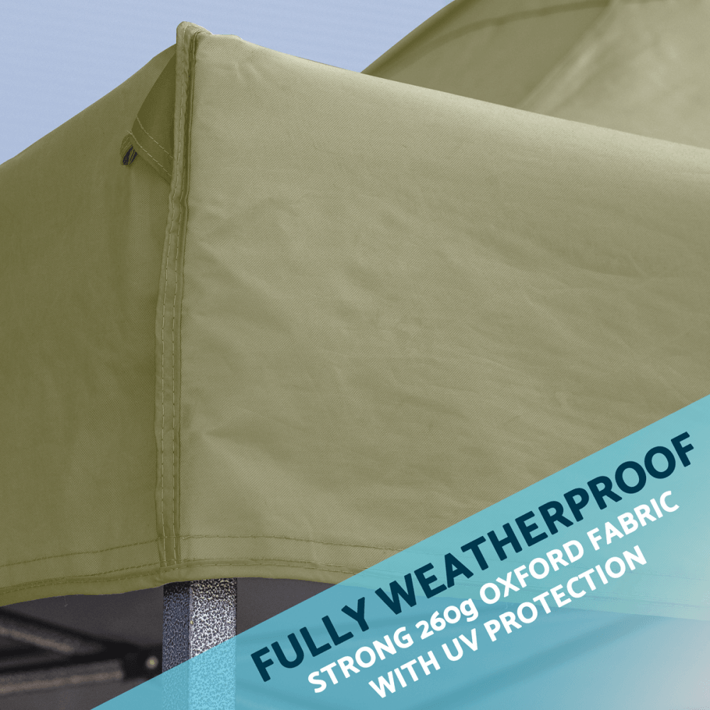 Dellonda Premium 3 x 3m Pop-Up Gazebo, PVC Coated, Water Resistant Fabric, Supplied with Carry Bag, Rope, Stakes & Weight Bags - Beige Canopy Model No- DG130