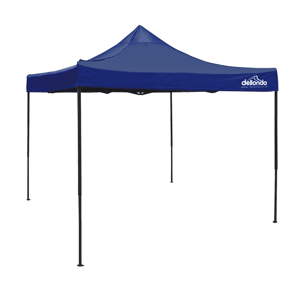 Dellonda Premium 3 x 3m Pop-Up Gazebo, PVC Coated, Water Resistant Fabric, Supplied with Carry Bag, Rope, Stakes & Weight Bags - Blue Canopy Model No- DG131