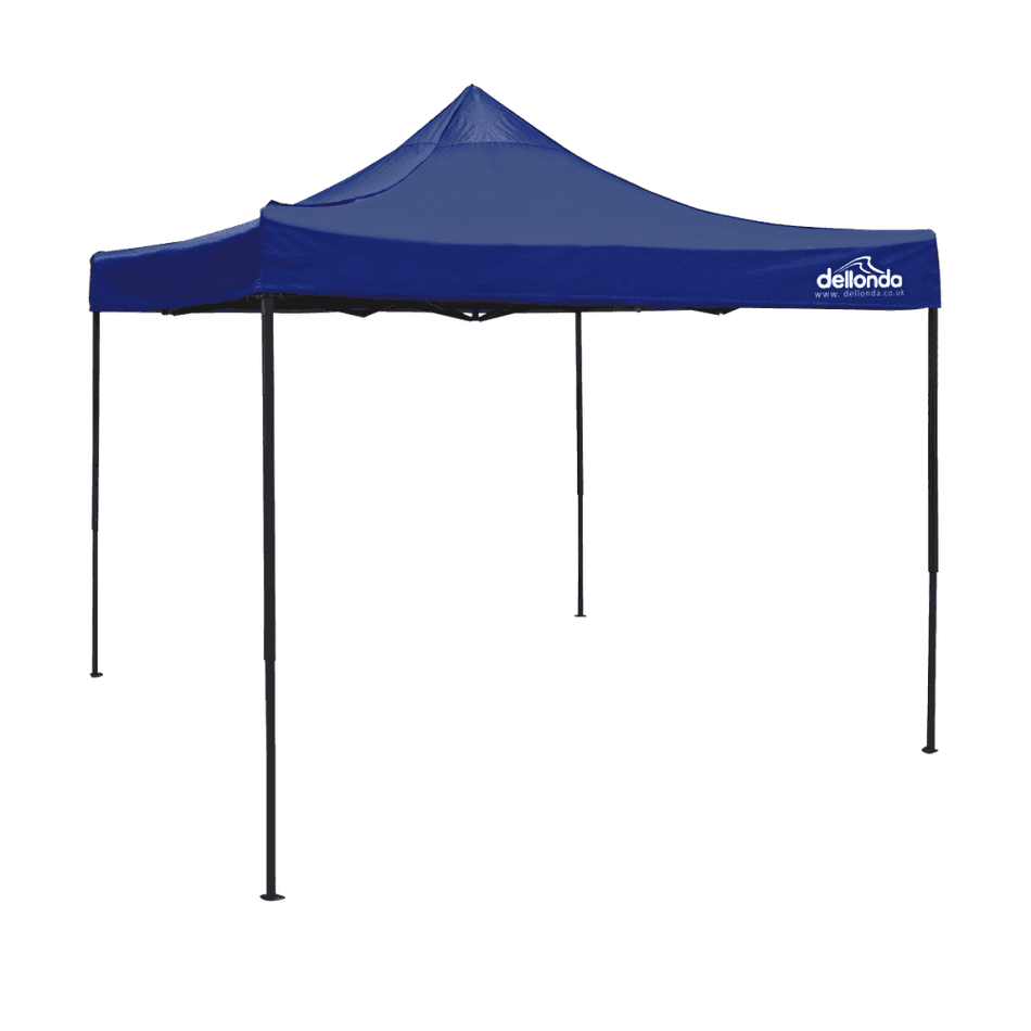 Dellonda Premium 3 x 3m Pop-Up Gazebo, PVC Coated, Water Resistant Fabric, Supplied with Carry Bag, Rope, Stakes & Weight Bags - Blue Canopy Model No- DG131