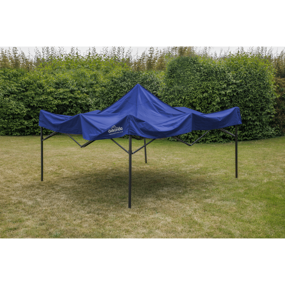 Dellonda Premium 3 x 3m Pop-Up Gazebo, PVC Coated, Water Resistant Fabric, Supplied with Carry Bag, Rope, Stakes & Weight Bags - Blue Canopy Model No- DG131