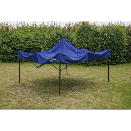 Dellonda Premium 3 x 3m Pop-Up Gazebo, PVC Coated, Water Resistant Fabric, Supplied with Carry Bag, Rope, Stakes & Weight Bags - Blue Canopy Model No- DG131