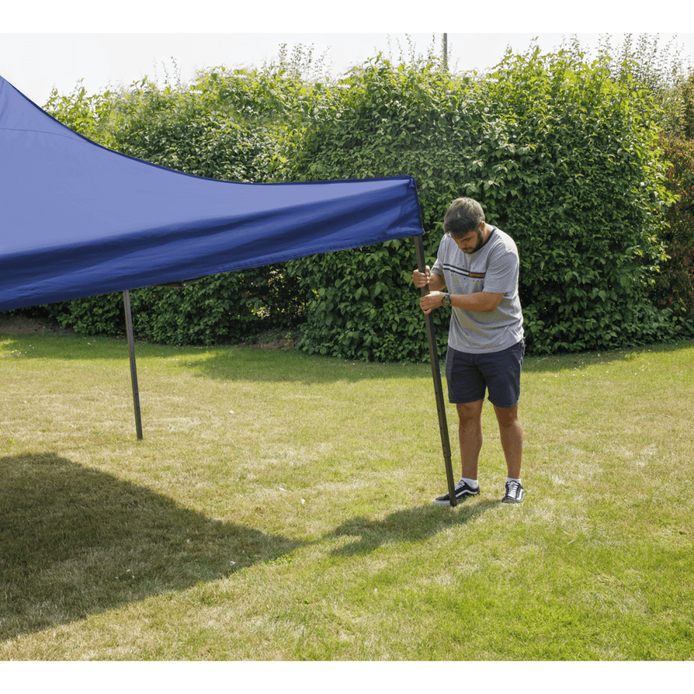 Dellonda Premium 3 x 3m Pop-Up Gazebo, PVC Coated, Water Resistant Fabric, Supplied with Carry Bag, Rope, Stakes & Weight Bags - Blue Canopy Model No- DG131