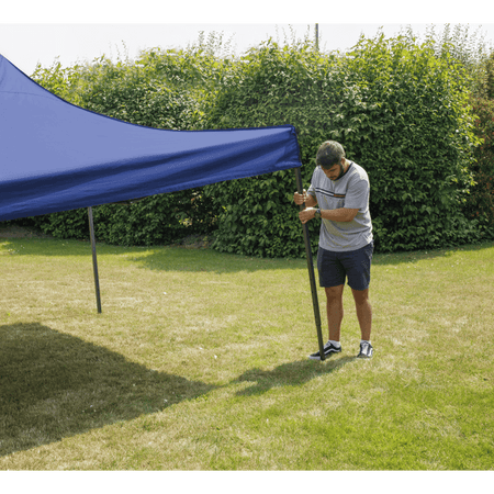 Dellonda Premium 3 x 3m Pop-Up Gazebo, PVC Coated, Water Resistant Fabric, Supplied with Carry Bag, Rope, Stakes & Weight Bags - Blue Canopy Model No- DG131