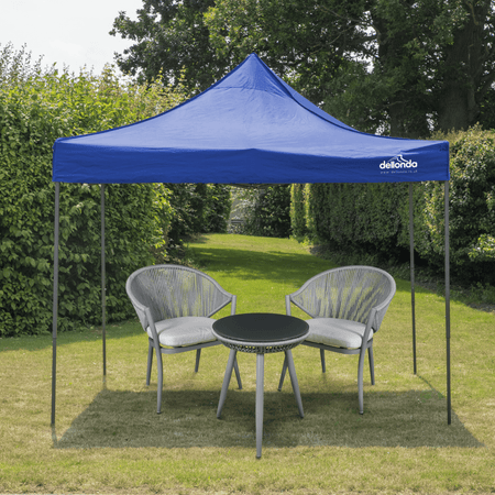 Dellonda Premium 3 x 3m Pop-Up Gazebo, PVC Coated, Water Resistant Fabric, Supplied with Carry Bag, Rope, Stakes & Weight Bags - Blue Canopy Model No- DG131