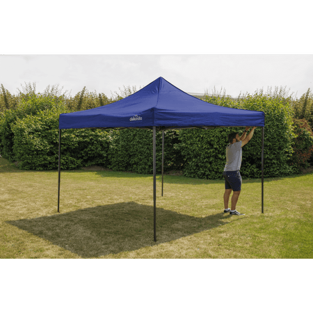 Dellonda Premium 3 x 3m Pop-Up Gazebo, PVC Coated, Water Resistant Fabric, Supplied with Carry Bag, Rope, Stakes & Weight Bags - Blue Canopy Model No- DG131