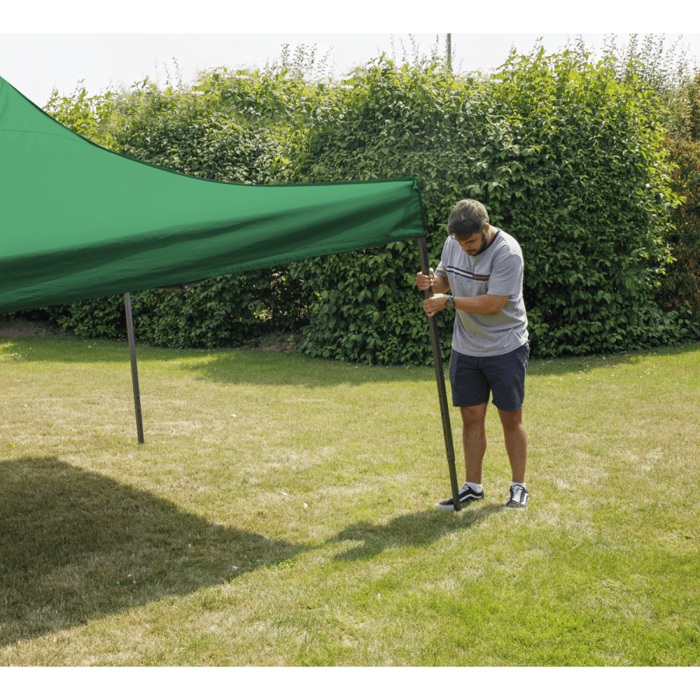 Dellonda Premium 3 x 3m Pop-Up Gazebo, PVC Coated, Water Resistant Fabric, Supplied with Carry Bag, Rope, Stakes & Weight Bags - Dark Green Canopy Model No- DG132