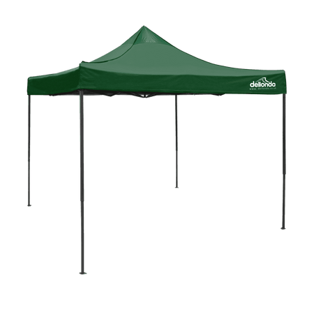 Dellonda Premium 3 x 3m Pop-Up Gazebo, PVC Coated, Water Resistant Fabric, Supplied with Carry Bag, Rope, Stakes & Weight Bags - Dark Green Canopy Model No- DG132