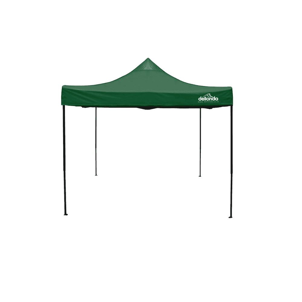 Dellonda Premium 3 x 3m Pop-Up Gazebo, PVC Coated, Water Resistant Fabric, Supplied with Carry Bag, Rope, Stakes & Weight Bags - Dark Green Canopy Model No- DG132
