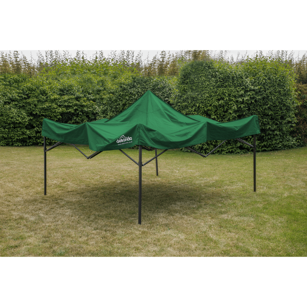 Dellonda Premium 3 x 3m Pop-Up Gazebo, PVC Coated, Water Resistant Fabric, Supplied with Carry Bag, Rope, Stakes & Weight Bags - Dark Green Canopy Model No- DG132