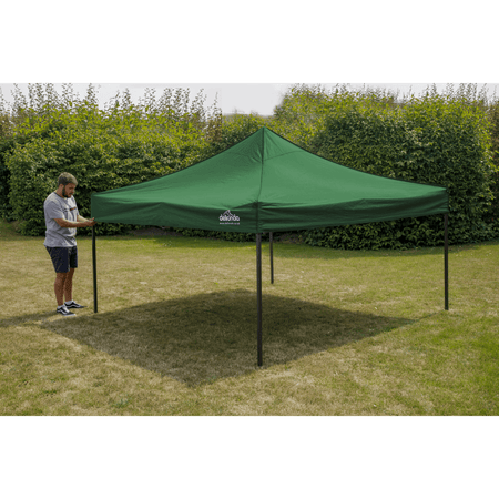 Dellonda Premium 3 x 3m Pop-Up Gazebo, PVC Coated, Water Resistant Fabric, Supplied with Carry Bag, Rope, Stakes & Weight Bags - Dark Green Canopy Model No- DG132