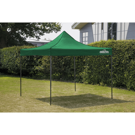Dellonda Premium 3 x 3m Pop-Up Gazebo, PVC Coated, Water Resistant Fabric, Supplied with Carry Bag, Rope, Stakes & Weight Bags - Dark Green Canopy Model No- DG132