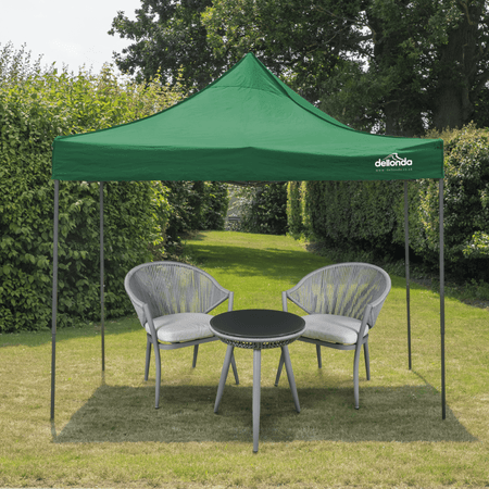 Dellonda Premium 3 x 3m Pop-Up Gazebo, PVC Coated, Water Resistant Fabric, Supplied with Carry Bag, Rope, Stakes & Weight Bags - Dark Green Canopy Model No- DG132