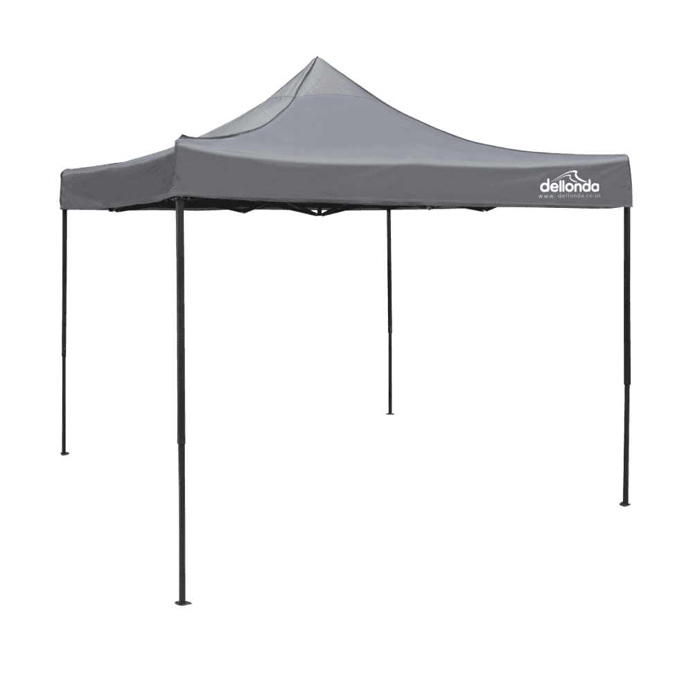Dellonda Premium 3 x 3m Pop-Up Gazebo, PVC Coated, Water Resistant Fabric, Supplied with Carry Bag, Rope, Stakes & Weight Bags - Grey Canopy Model No- DG133