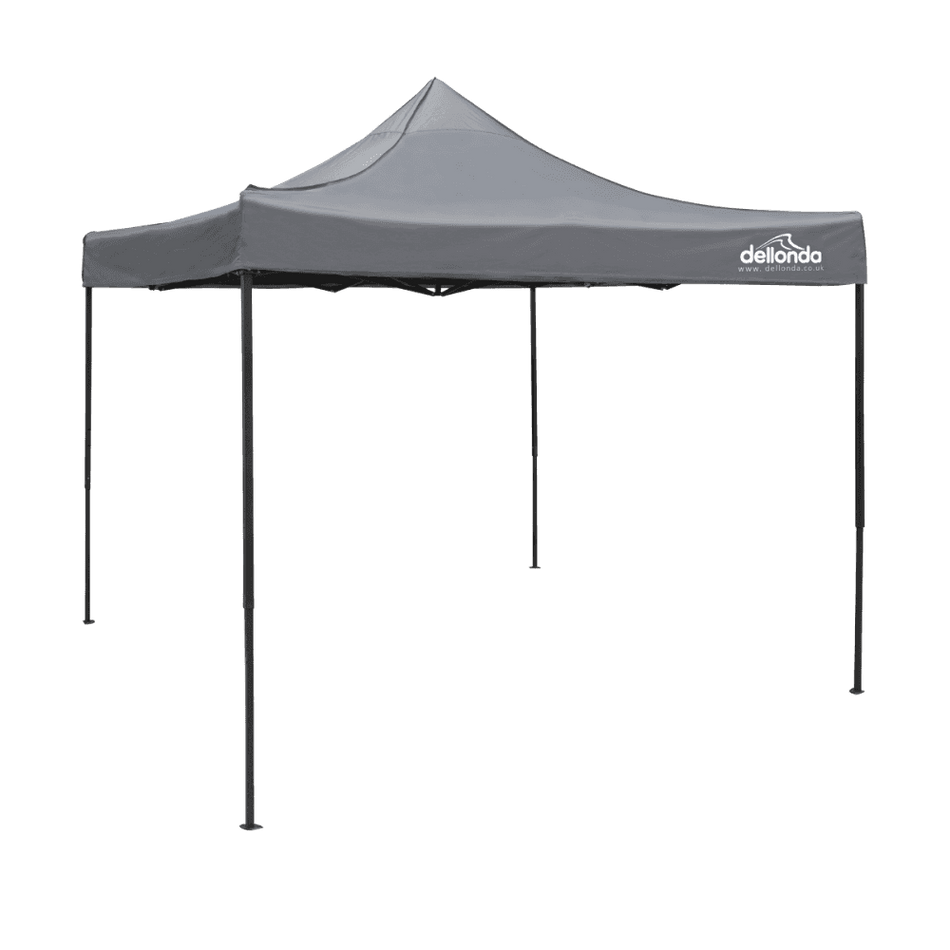 Dellonda Premium 3 x 3m Pop-Up Gazebo, PVC Coated, Water Resistant Fabric, Supplied with Carry Bag, Rope, Stakes & Weight Bags - Grey Canopy Model No- DG133