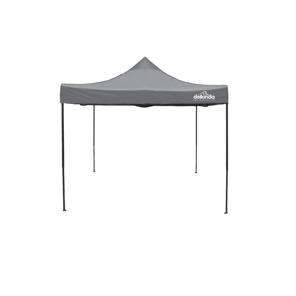 Dellonda Premium 3 x 3m Pop-Up Gazebo, PVC Coated, Water Resistant Fabric, Supplied with Carry Bag, Rope, Stakes & Weight Bags - Grey Canopy Model No- DG133