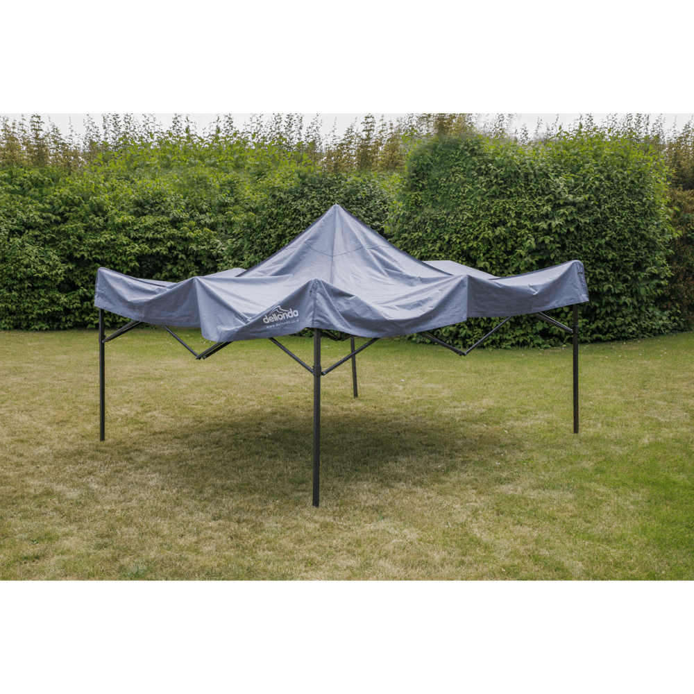 Dellonda Premium 3 x 3m Pop-Up Gazebo, PVC Coated, Water Resistant Fabric, Supplied with Carry Bag, Rope, Stakes & Weight Bags - Grey Canopy Model No- DG133