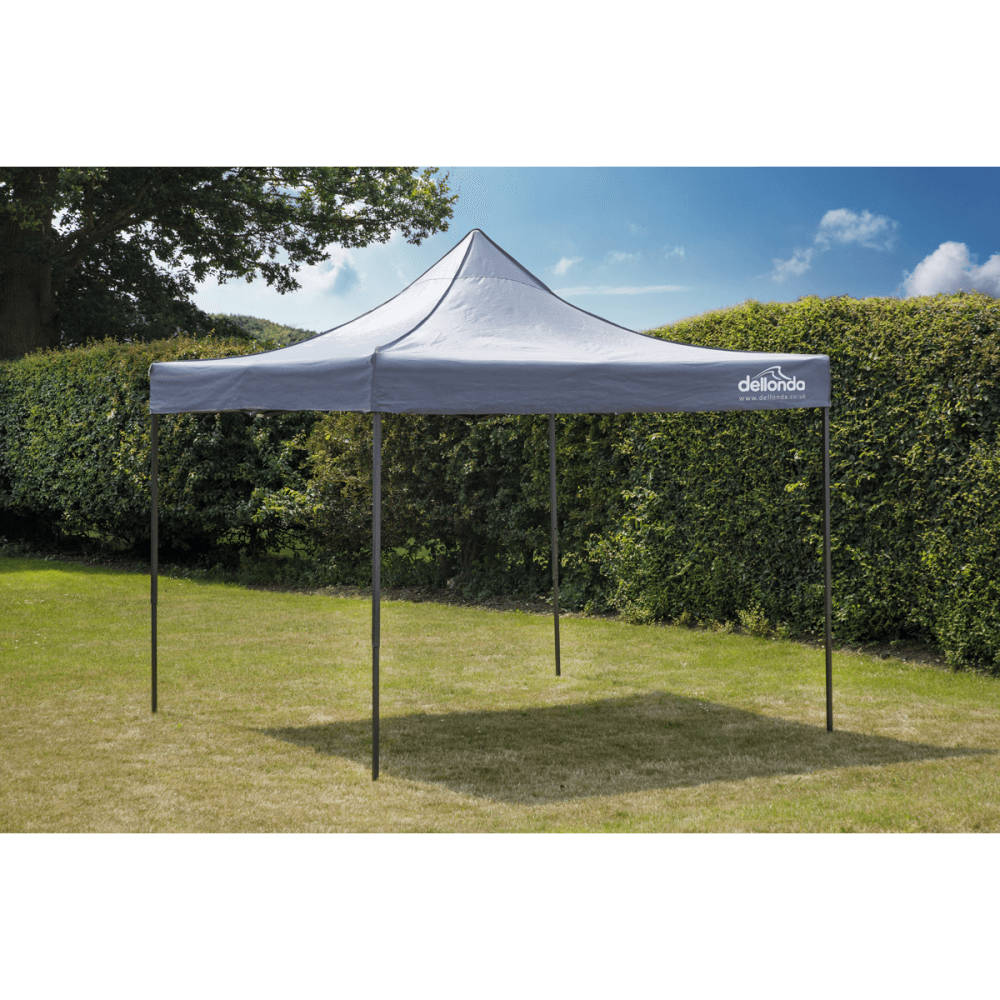 Dellonda Premium 3 x 3m Pop-Up Gazebo, PVC Coated, Water Resistant Fabric, Supplied with Carry Bag, Rope, Stakes & Weight Bags - Grey Canopy Model No- DG133
