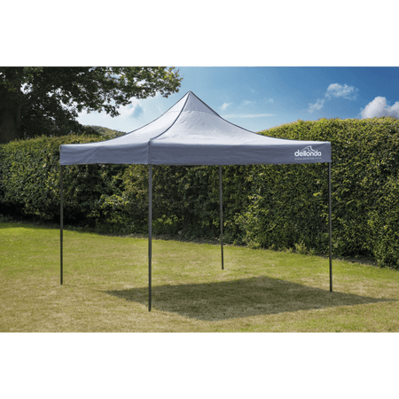Dellonda Premium 3 x 3m Pop-Up Gazebo, PVC Coated, Water Resistant Fabric, Supplied with Carry Bag, Rope, Stakes & Weight Bags - Grey Canopy Model No- DG133