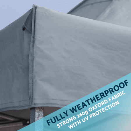 Dellonda Premium 3 x 3m Pop-Up Gazebo, PVC Coated, Water Resistant Fabric, Supplied with Carry Bag, Rope, Stakes & Weight Bags - Grey Canopy Model No- DG133