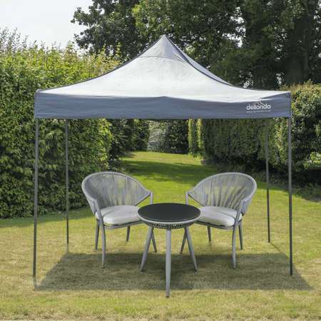 Dellonda Premium 3 x 3m Pop-Up Gazebo, PVC Coated, Water Resistant Fabric, Supplied with Carry Bag, Rope, Stakes & Weight Bags - Grey Canopy Model No- DG133