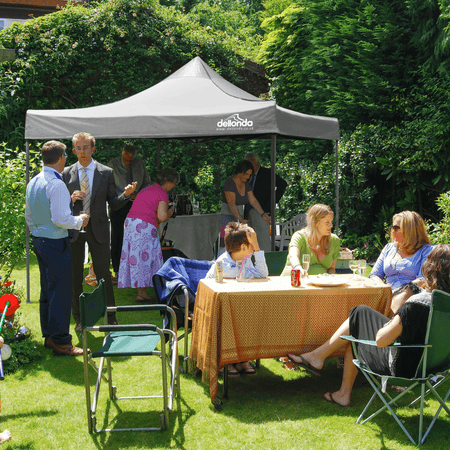 Dellonda Premium 3 x 3m Pop-Up Gazebo, PVC Coated, Water Resistant Fabric, Supplied with Carry Bag, Rope, Stakes & Weight Bags - Grey Canopy Model No- DG133