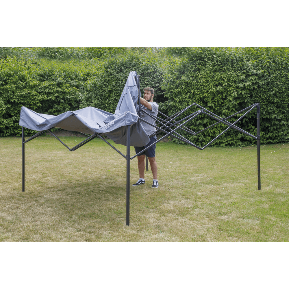 Dellonda Premium 3 x 3m Pop-Up Gazebo, PVC Coated, Water Resistant Fabric, Supplied with Carry Bag, Rope, Stakes & Weight Bags - Grey Canopy Model No- DG133