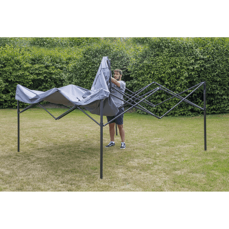 Dellonda Premium 3 x 3m Pop-Up Gazebo, PVC Coated, Water Resistant Fabric, Supplied with Carry Bag, Rope, Stakes & Weight Bags - Grey Canopy Model No- DG133