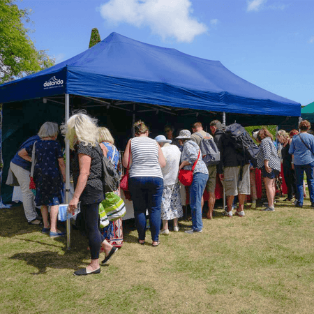 Dellonda Premium 3x6m Pop-Up Gazebo, Heavy Duty, PVC Coated, Water Resistant Fabric, Supplied with Carry Bag, Rope, Stakes & Weight Bags - Blue Canopy Model No- DG139