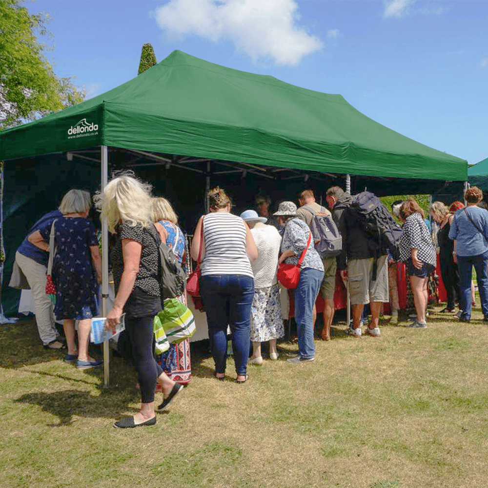 Dellonda Premium 3x6m Pop-Up Gazebo, Heavy Duty, PVC Coated, Water Resistant Fabric, Supplied with Carry Bag, Rope, Stakes & Weight Bags - Dark Green Canopy Model No- DG140