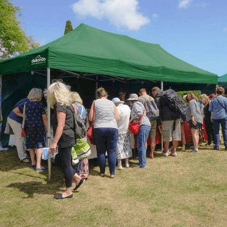 Dellonda Premium 3x6m Pop-Up Gazebo, Heavy Duty, PVC Coated, Water Resistant Fabric, Supplied with Carry Bag, Rope, Stakes & Weight Bags - Dark Green Canopy Model No- DG140