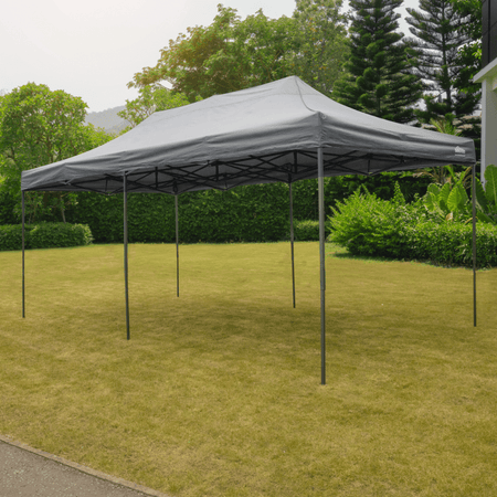 Dellonda Premium 3x6m Pop-Up Gazebo, Heavy Duty, PVC Coated, Water Resistant Fabric, Supplied with Carry Bag, Rope, Stakes & Weight Bags - Grey Canopy Model No- DG141