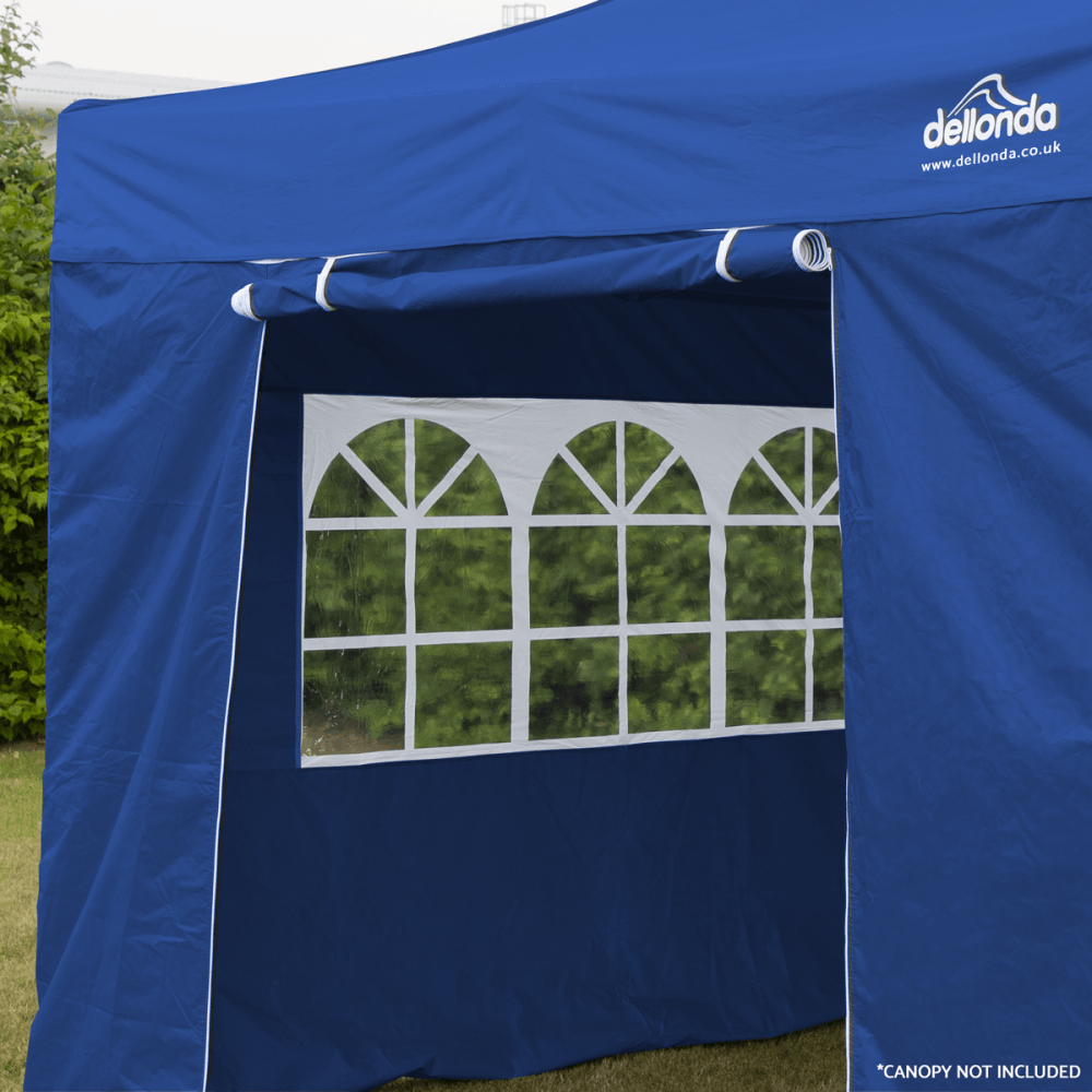 Dellonda Premium Side Walls/Doors/Windows for Gazebo/Marquee, Fits 2 x 2m Models - Blue Model No- DG143