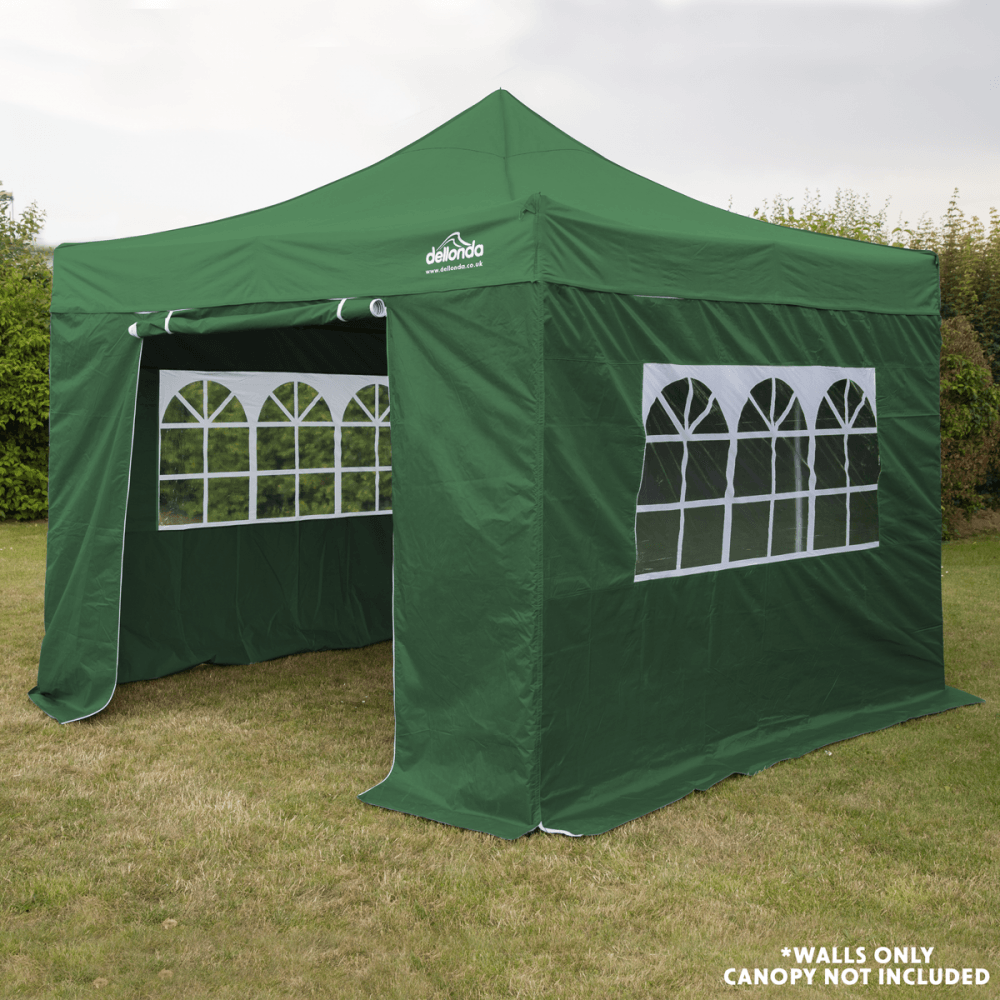 Dellonda Premium Side Walls/Doors/Windows for Gazebo/Marquee, Fits 2 x 2m Models - Dark Green Model No- DG144