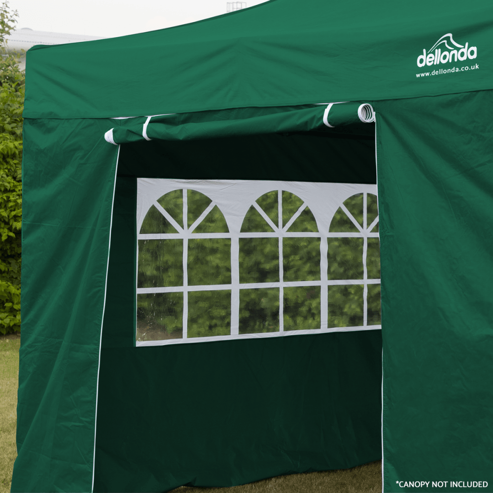 Dellonda Premium Side Walls/Doors/Windows for Gazebo/Marquee, Fits 2 x 2m Models - Dark Green Model No- DG144