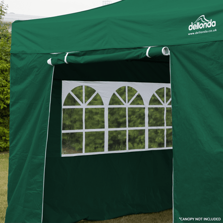 Dellonda Premium Side Walls/Doors/Windows for Gazebo/Marquee, Fits 2 x 2m Models - Dark Green Model No- DG144