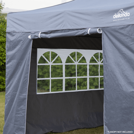 Dellonda Premium Side Walls/Doors/Windows for Gazebo/Marquee, Fits 2 x 2m Models - Grey Model No- DG145