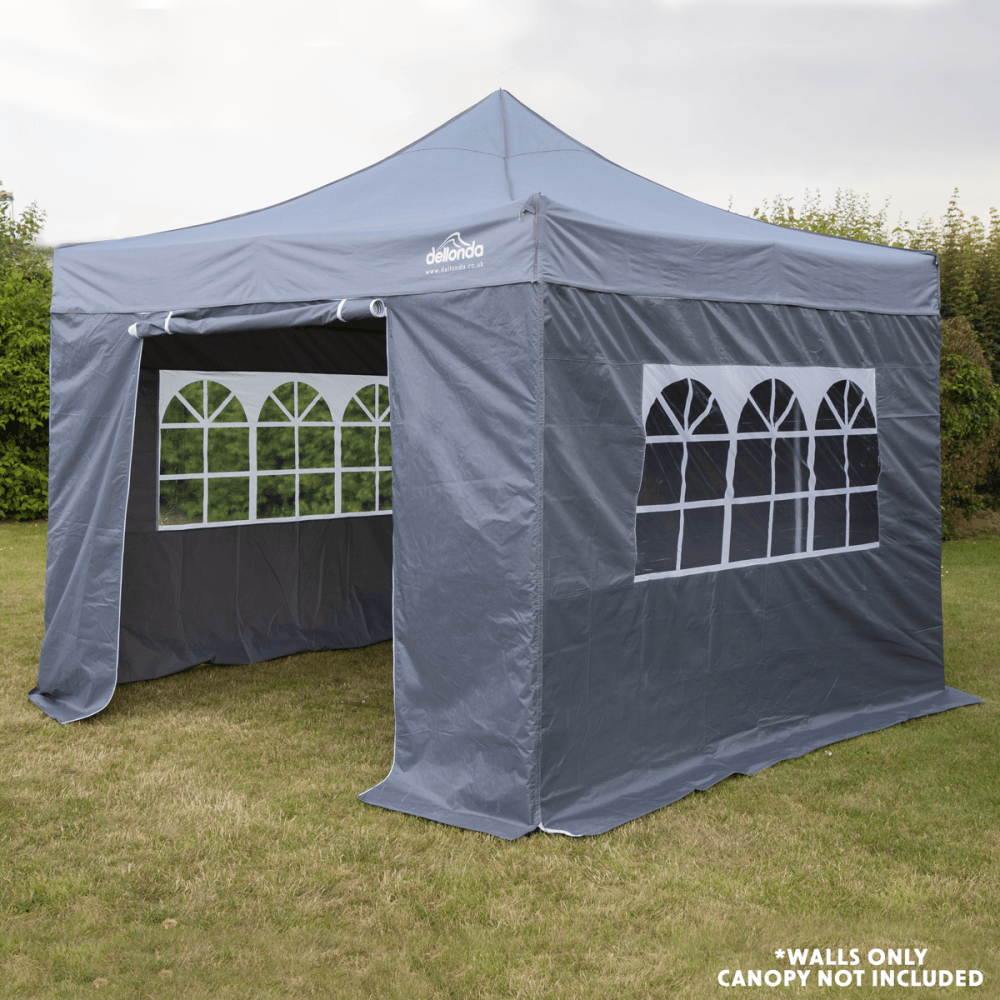 Dellonda Premium Side Walls/Doors/Windows for Gazebo/Marquee, Fits 2 x 2m Models - Grey Model No- DG145