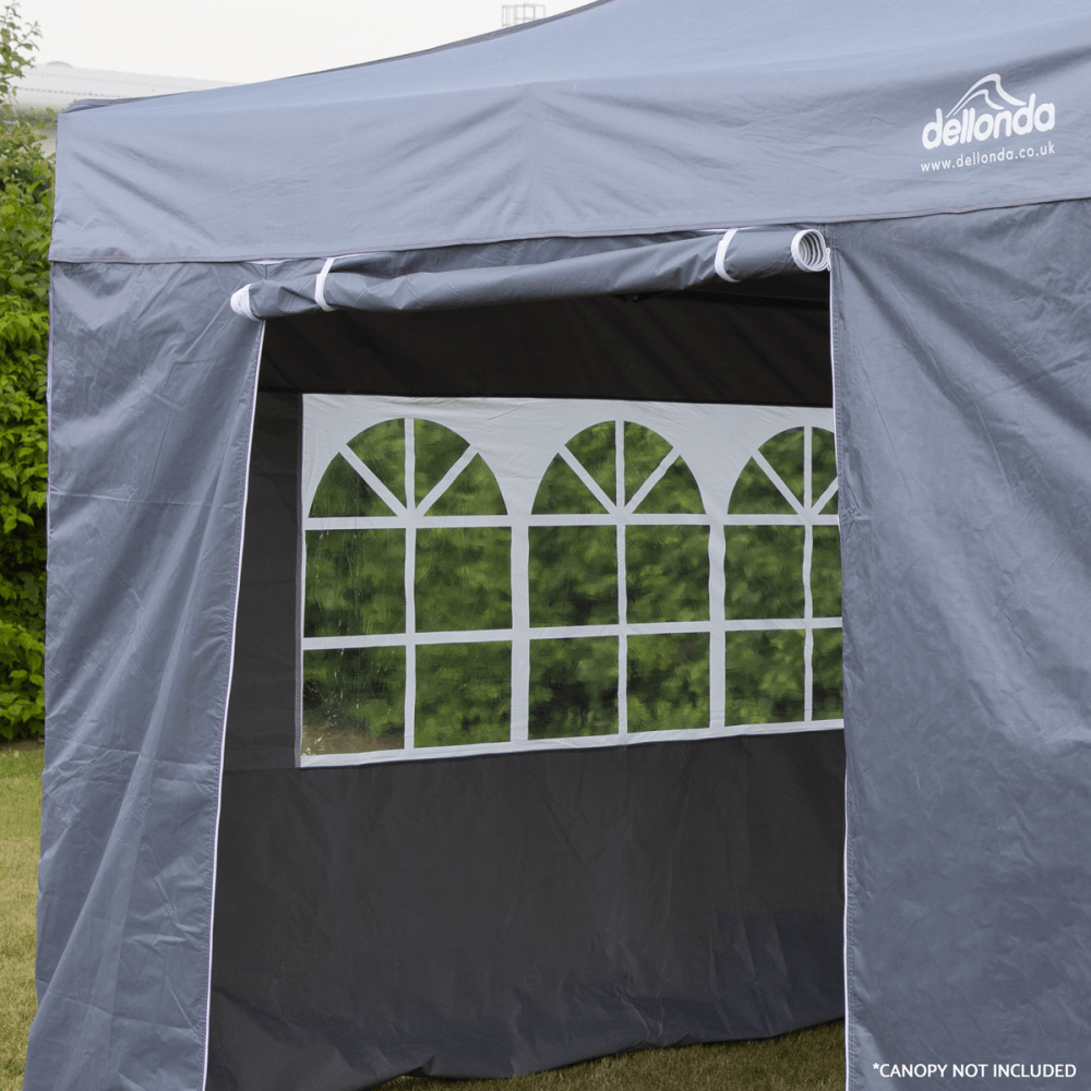 Dellonda Premium Gazebo/Marquee Side Walls/Doors/Windows, Fits 3 x 3m Models - Grey Model No- DG149