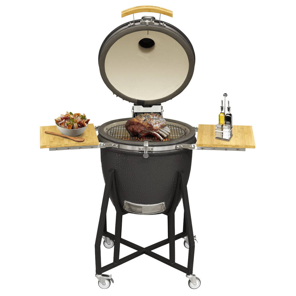 Dellonda Deluxe 22"(56cm) Ceramic Kamado Style BBQ with Wheeled Stand : Model No- DG159