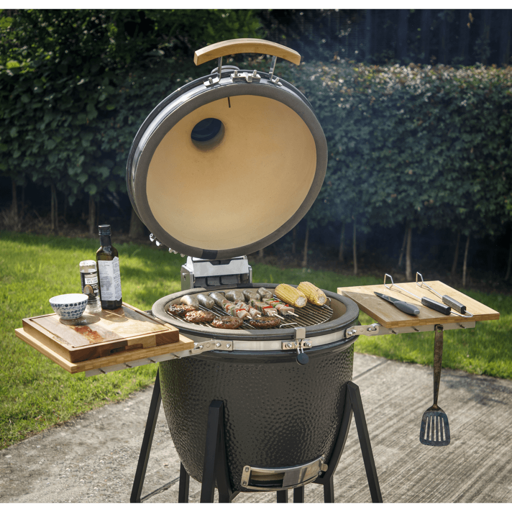 Dellonda Deluxe 22"(56cm) Ceramic Kamado Style BBQ with Wheeled Stand : Model No- DG159