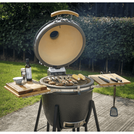 Dellonda Deluxe 22"(56cm) Ceramic Kamado Style BBQ with Wheeled Stand : Model No- DG159