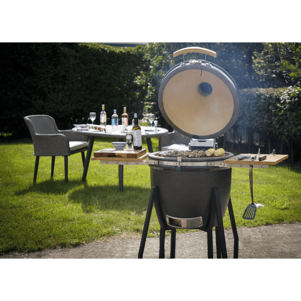 Dellonda Deluxe 22"(56cm) Ceramic Kamado Style BBQ with Wheeled Stand : Model No- DG159