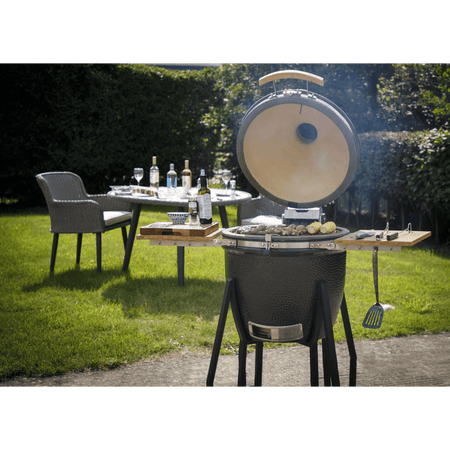 Dellonda Deluxe 22"(56cm) Ceramic Kamado Style BBQ with Wheeled Stand : Model No- DG159