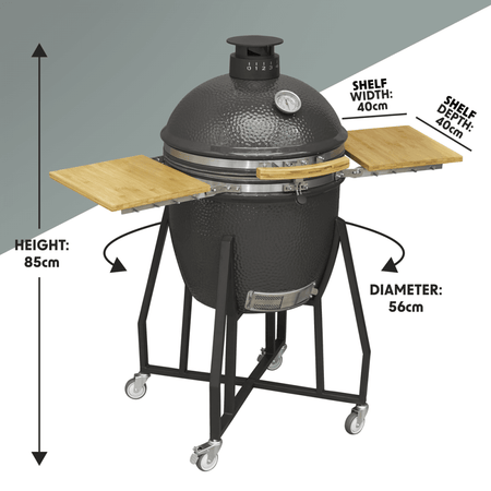 Dellonda Deluxe 22"(56cm) Ceramic Kamado Style BBQ with Wheeled Stand : Model No- DG159